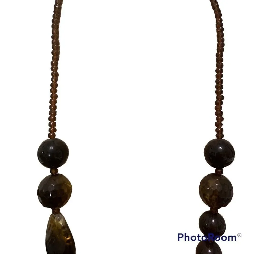 Erica Lyons brown glass bead necklace NWT